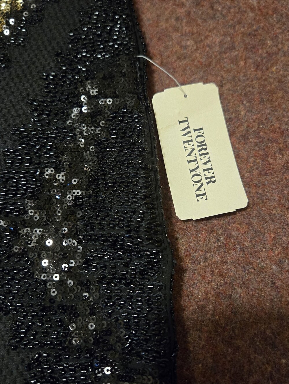 New! Forever 21 Sequin Mini Skirt Gold & Black Size Small Lined Zip Side - Picture 3 of 11